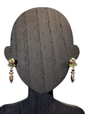Vintage Earrings Gold Tone Clip On Dangle Drop